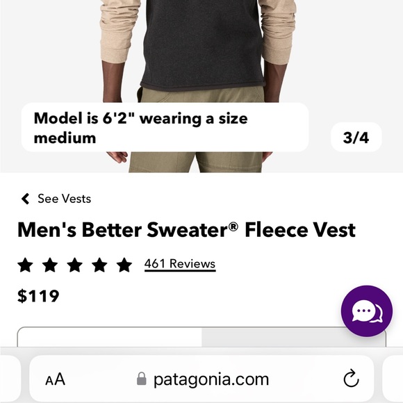 Patagonia Men's Better Sweater® Fleece Vest size small, black - Picture 2 of 4